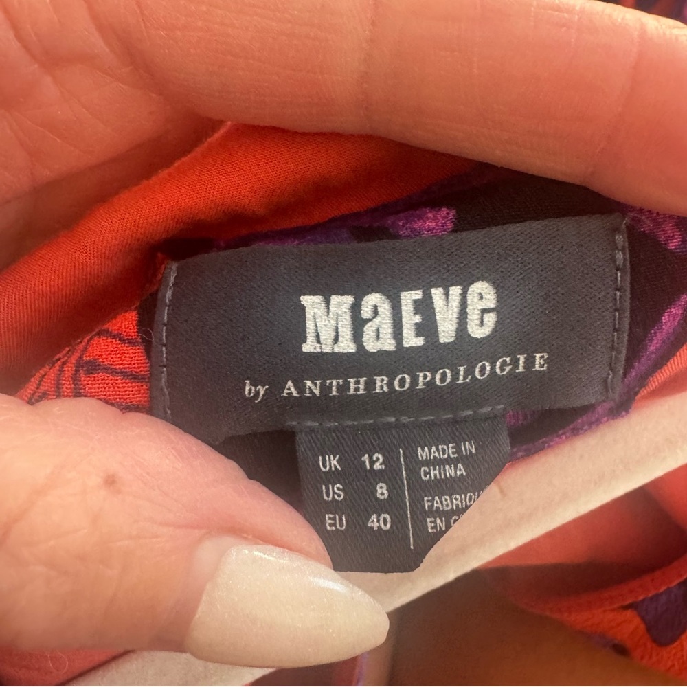 Anthropologie Maeve Macie Maxi Dress Floral Purple Orange Sleeveless 8 $168 - Picture 5 of 13